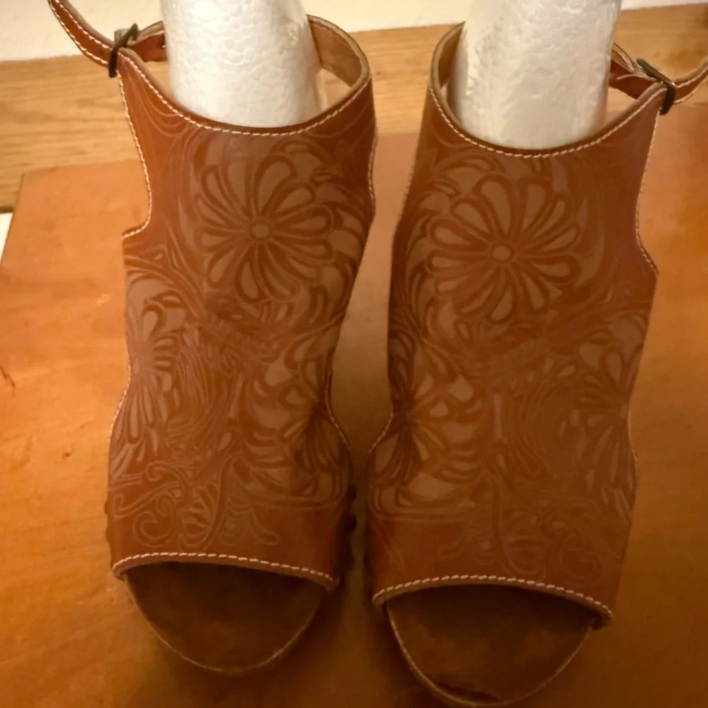 Jolimall Brown‎ Floral Women's Shoes Wedges
